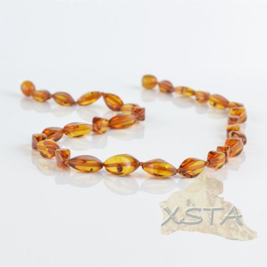 Baltic amber necklaces cognac polished octahedron